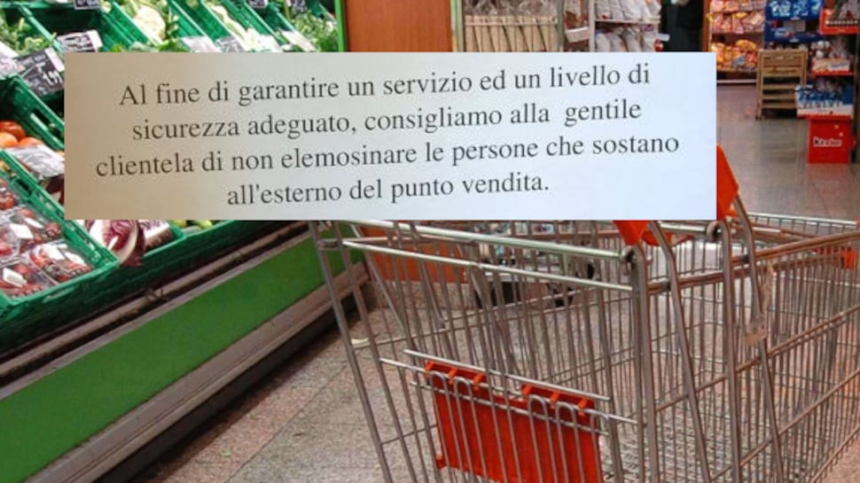 "Qui vietata l'elemosina" È polemica sul cartello del supermarket