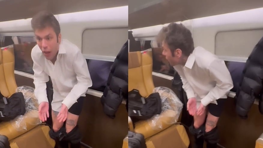 Fedez rimane in mutande in treno. Il siparietto è virale sui social