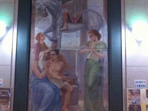 FOTO Ascoli, ritratto di Mussolini a scuola