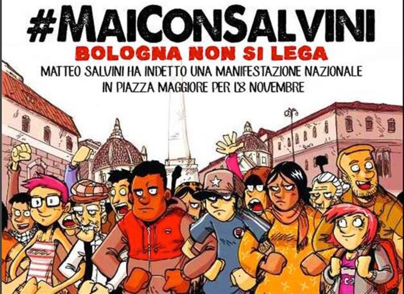 "De-leghizziamo bologna": i cartelli contro Salvini 14