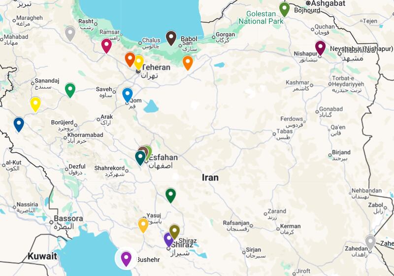 mappa proteste Iran