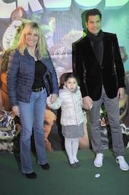 Antonella Clerici e Eddy Martens con la figlia Maelle al cinema Adriano a Roma (2013)