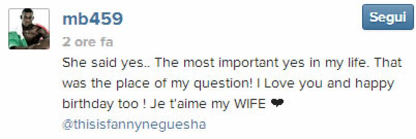 Mario Balotelli e Fanny Naguesha fidanzati ufficialmente 2