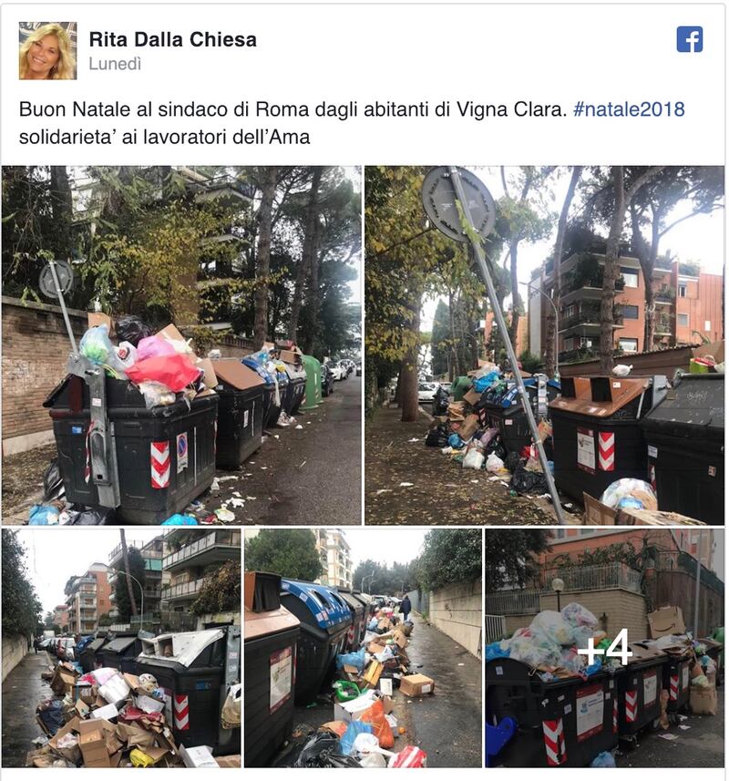 Rita Dalla Chiesa: “Caro Sindaco Raggi venga a prendere un caffè davanti ai cassonetti di casa mia”