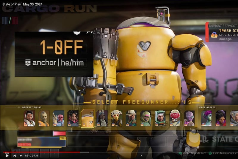La schermata di selezione dei personaggi di Concord