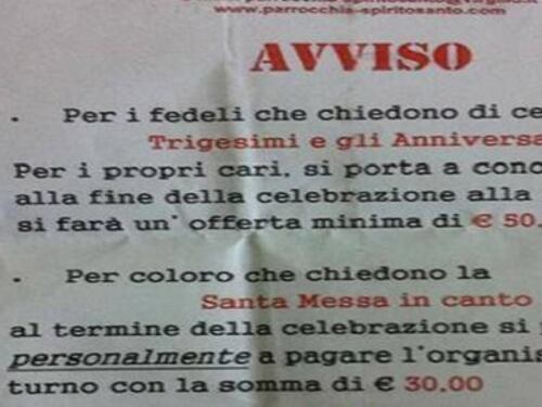 Pagare per le messe, lite Papa-vescovi