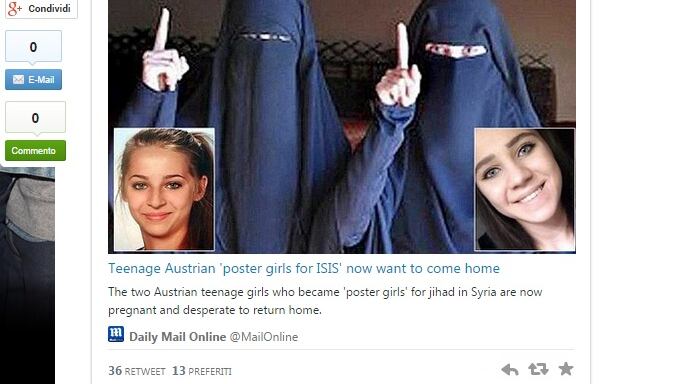 Le due ragazze austriache arruolatesi nell'Isis vogliono tornare a casa. Vienna: "Impossibile"