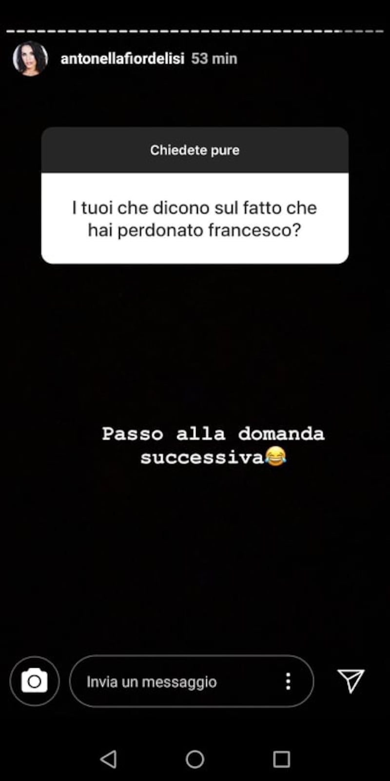 Antonella Fiordelisi, se i genitori sono contenti di Francesco Chiofalo? Lei risponde con un'emoticon