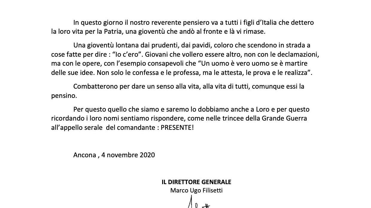 "Il vero uomo è martire": polemiche per il messaggio del 4 novembre