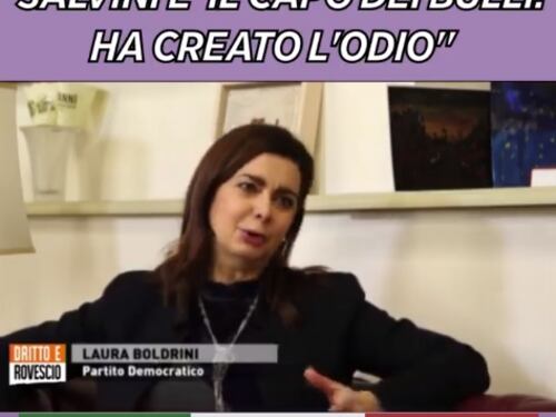 Boldrini insulta ancora Salvini: "È un bullo e un maestro dell'odio"