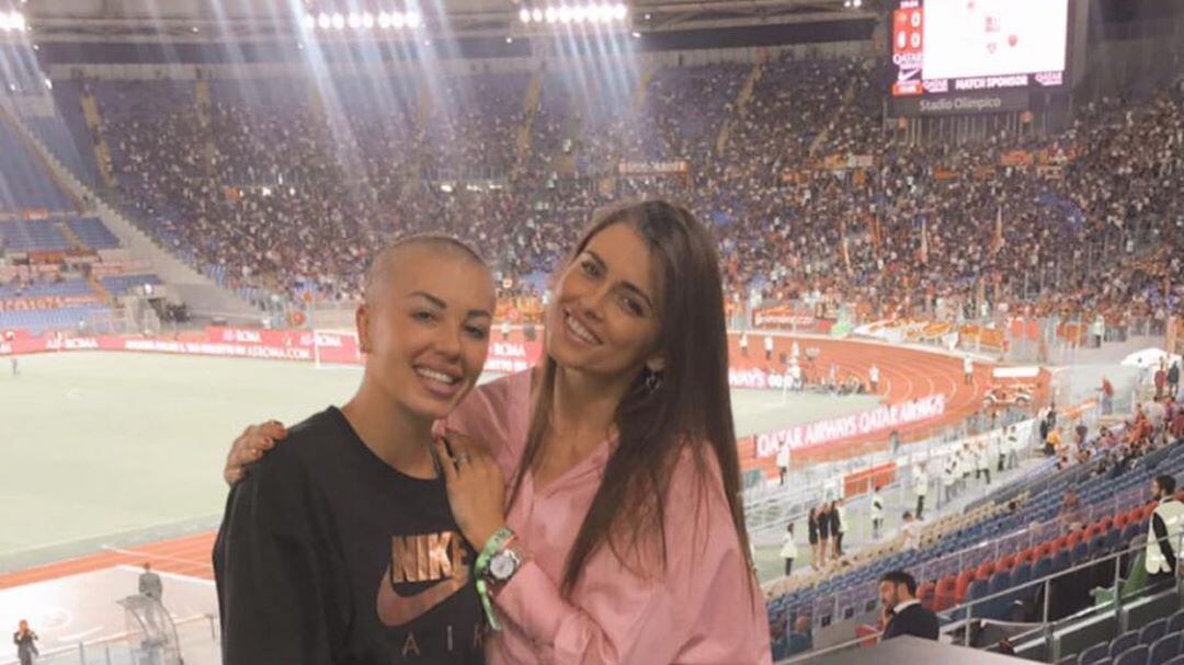 Claudia Lai all'Olimpico con la moglie di Dzeko