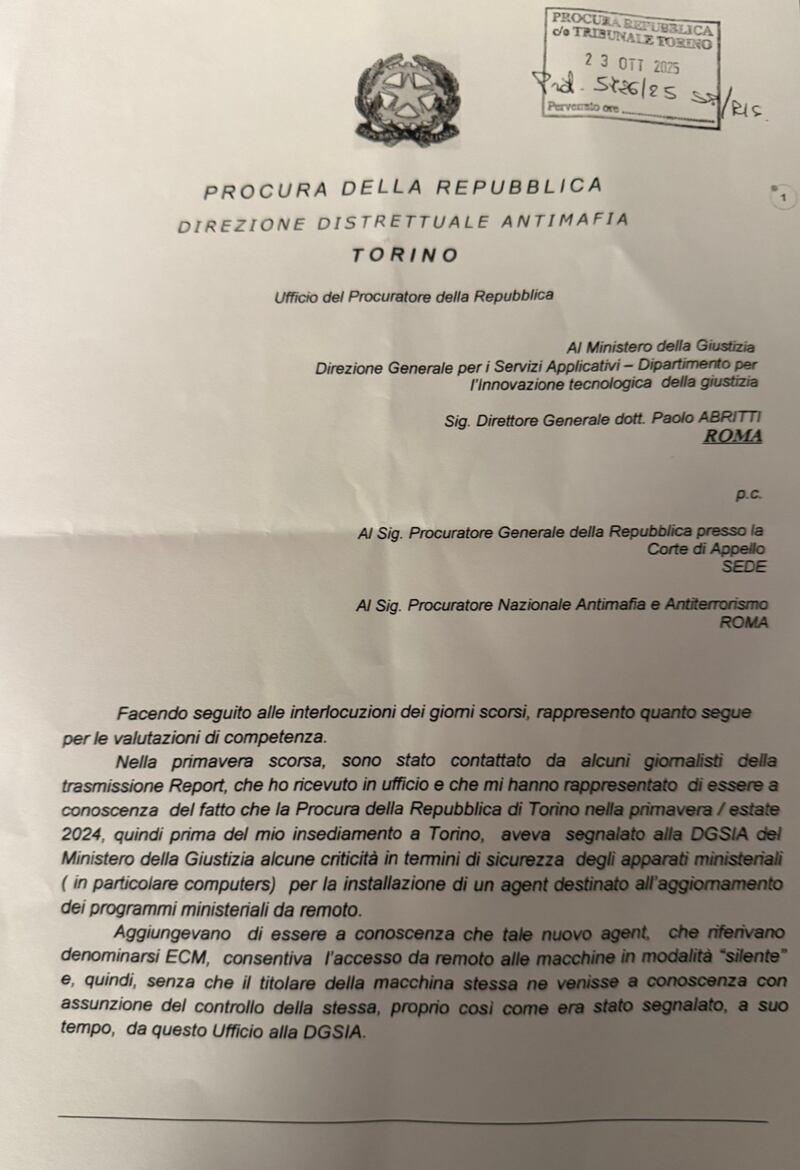La lettera di Bombardieri al ministero 1