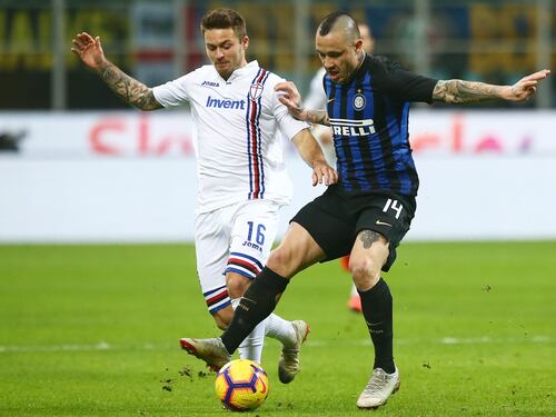 L'Inter vince ancora: Sampdoria ko 2-1. Icardi e Wanda Nara a bordo campo