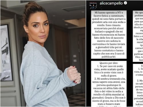 Operazione segreta per Alice Campello: il duro sfogo dopo le foto rubate in sedia a rotelle