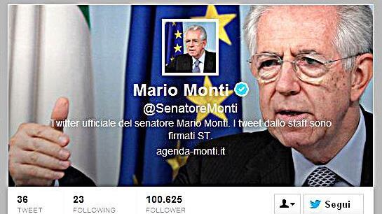 Su Twitter Monti fa il modesto: "Mi sento pioniere della politica"