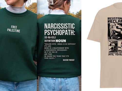 "Narcisista psicopatico". "Resistenza fino alla reclamazione". La propaganda anti-Israele nei negozi online