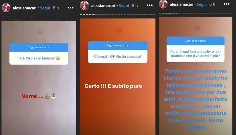 Alessia Macari dichiarazioni social