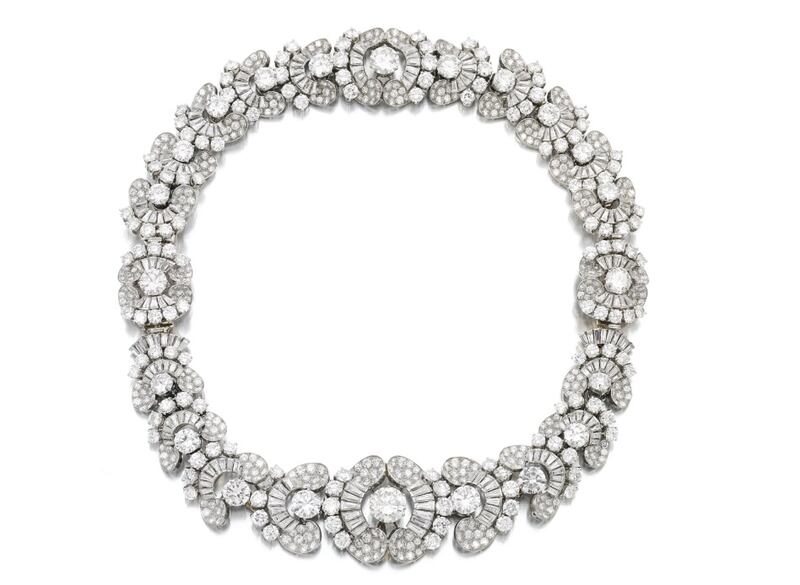 Combinazione collana/bracciale di diamanti del 1954 realizzato da Bulgari