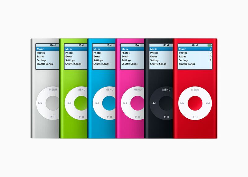 iPod nano (2a generazione), in sei differenti colorazioni