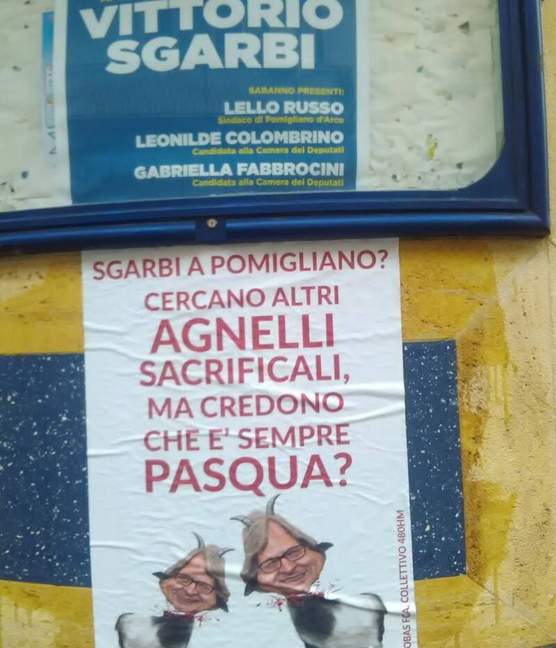 Nella città di Di Maio le locandine con la testa mozzata di Sgarbi 1