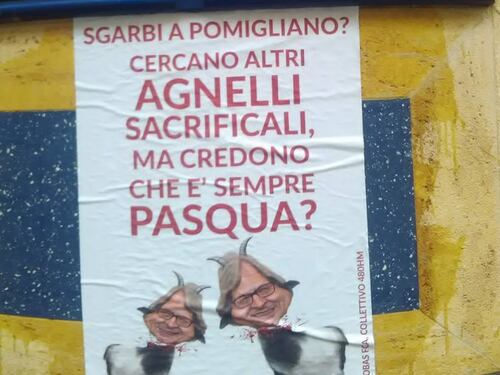 Pomigliano, le locandine choc: una testa mozzata di Sgarbi