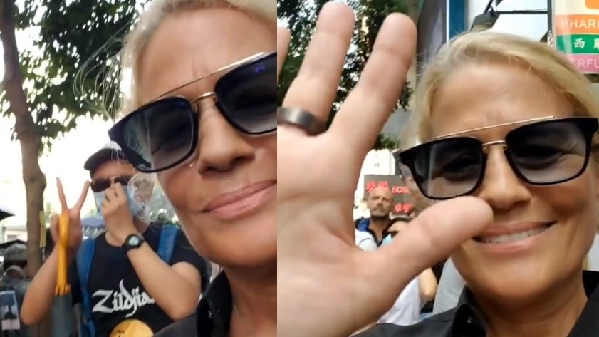 Heather Parisi coi figli alla protesta di Hong Kong, il web la critica: "Irresponsabile"