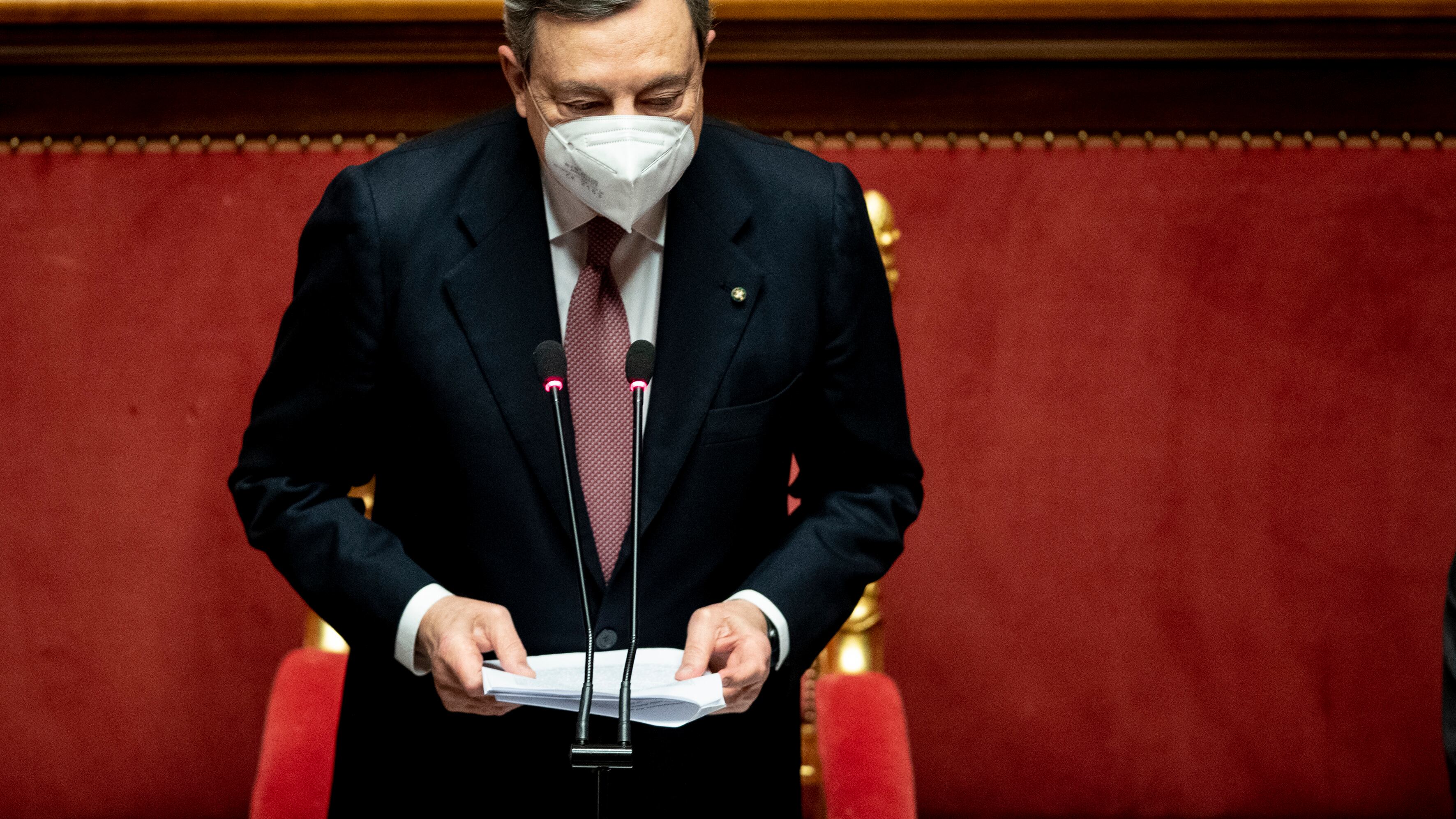 Draghi al Senato per la fiducia: "Italia più orgogliosa in Europa"
