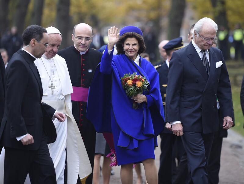 Il Papa in Svezia con la regina Silvia e re Carl Gustaf 4