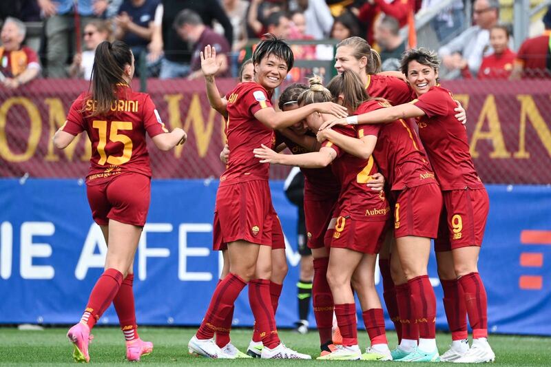 L'esultanza per il gol di Giada Greggi (As Roma Women)