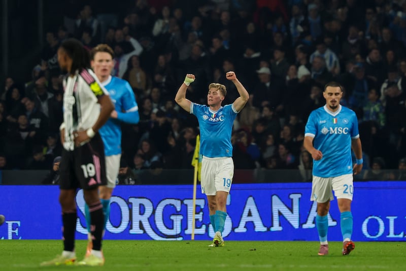 Napoli Juventus Hojlund celebrazione