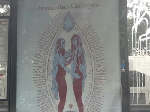 Manifesti blasfemi su Gesù e Maria a Roma