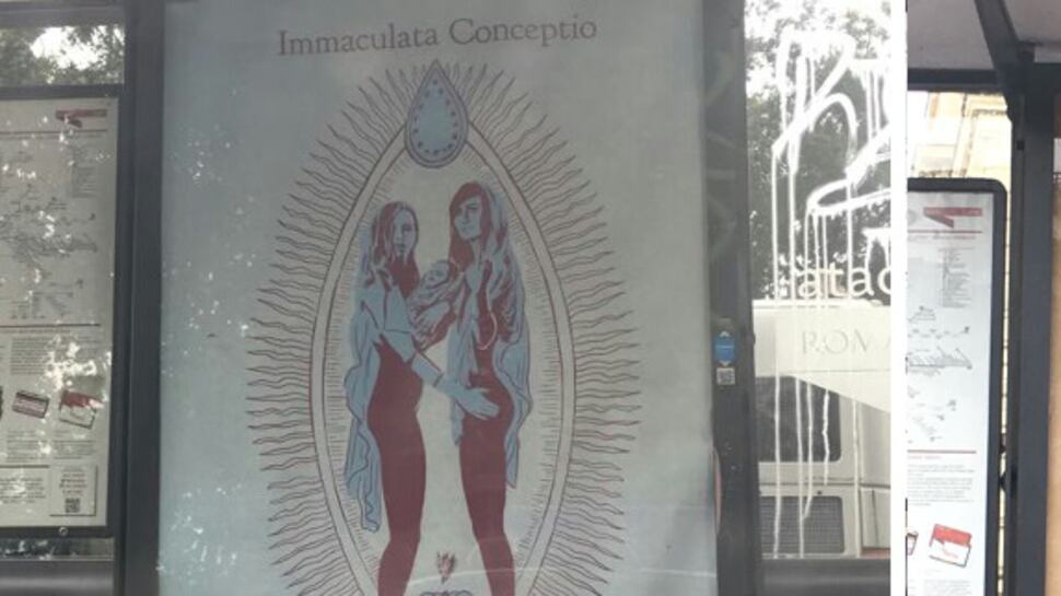 Manifesti blasfemi su Gesù e Maria a Roma