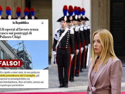 "Operai al lavoro senza casco a Palazzo Chigi". Ma Meloni smonta la bufala di Repubblica