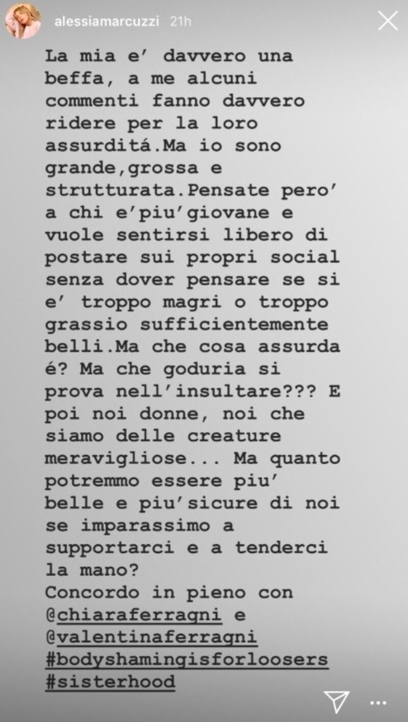 Marcuzzi contro il body shaming