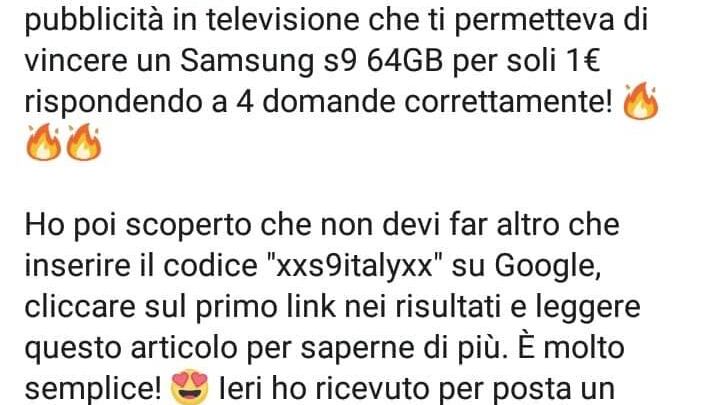 "Scrivi xregalos9x, Samsung gratis". Attenzione alla bufala su Facebook