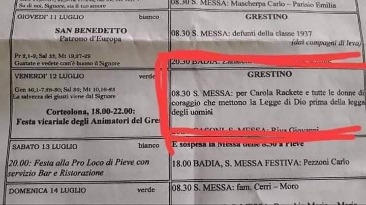 Il parroco dice messa per Carola e le altre delle Ong, Centinaio: "Basta con queste pagliacciate"