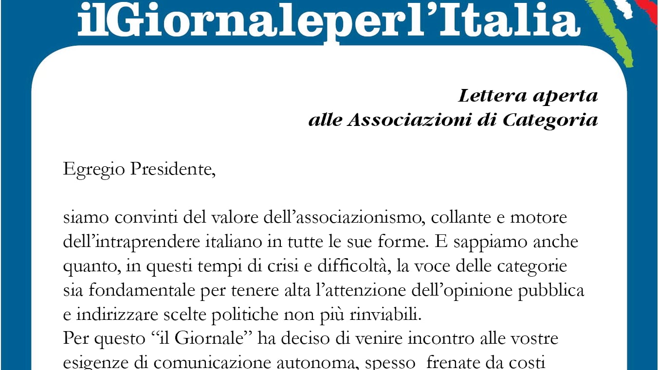 Lettera aperta alle associazioni di Categoria