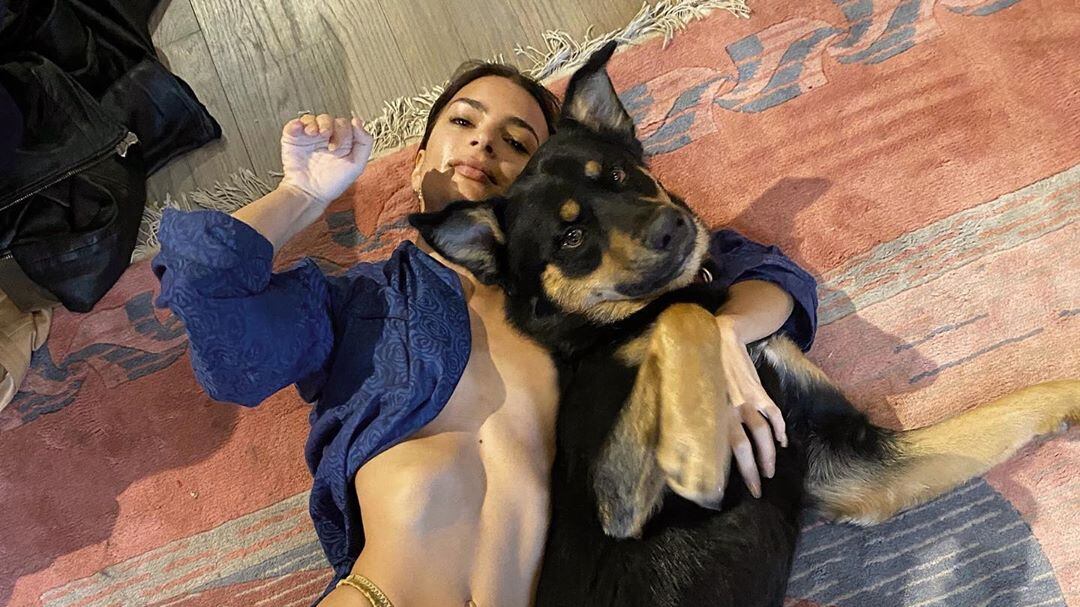 Emily Ratajkowski coccola semi nuda il suo cane, ma è polemica