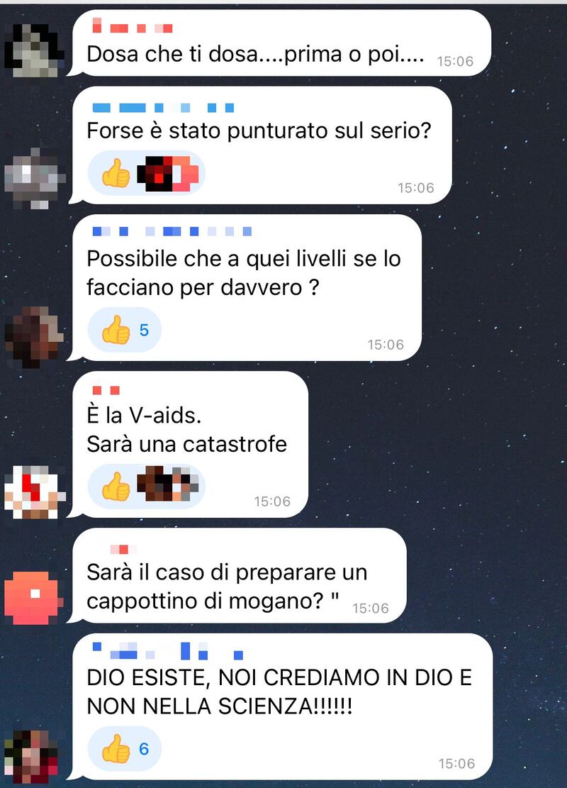 Messaggi no vax su Sassoli