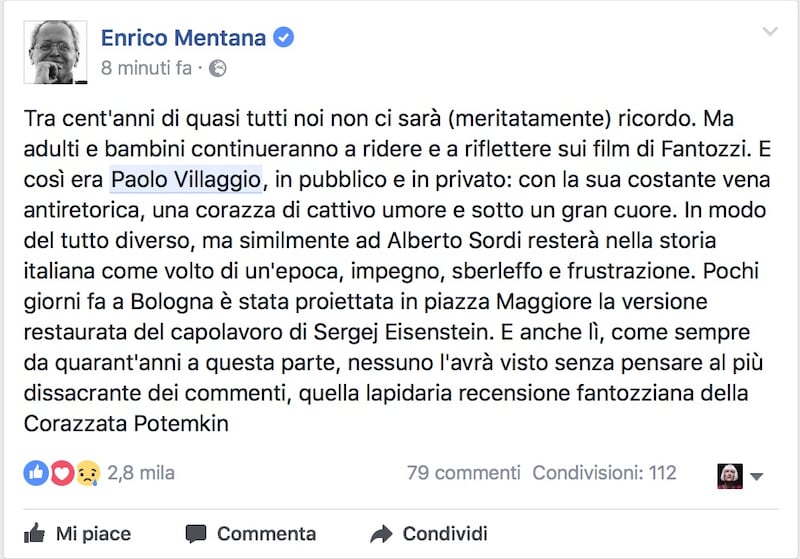 Paolo Villaggio, il messaggio dei vip 4