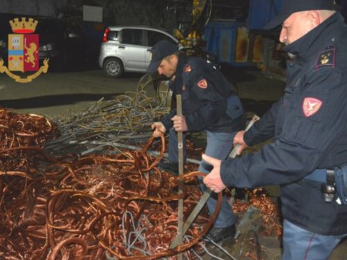 Sequestrate 1,6 tonnellate di rame di dubbia provenienza