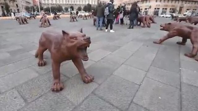 Napoli, vandalizzati i lupi dell’artista Ruowang