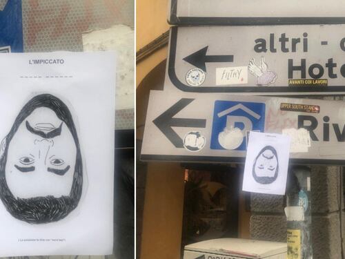 Il volantino choc dei bolognesi rossi: Salvini impiccato a testa in giù