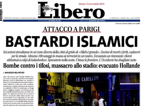 Titolò "Bastardi Islamici": ora Belpietro va a giudizio