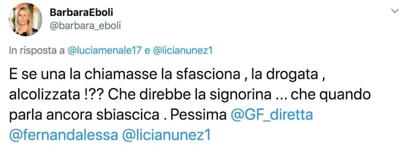 tweet di Barbara Eboli