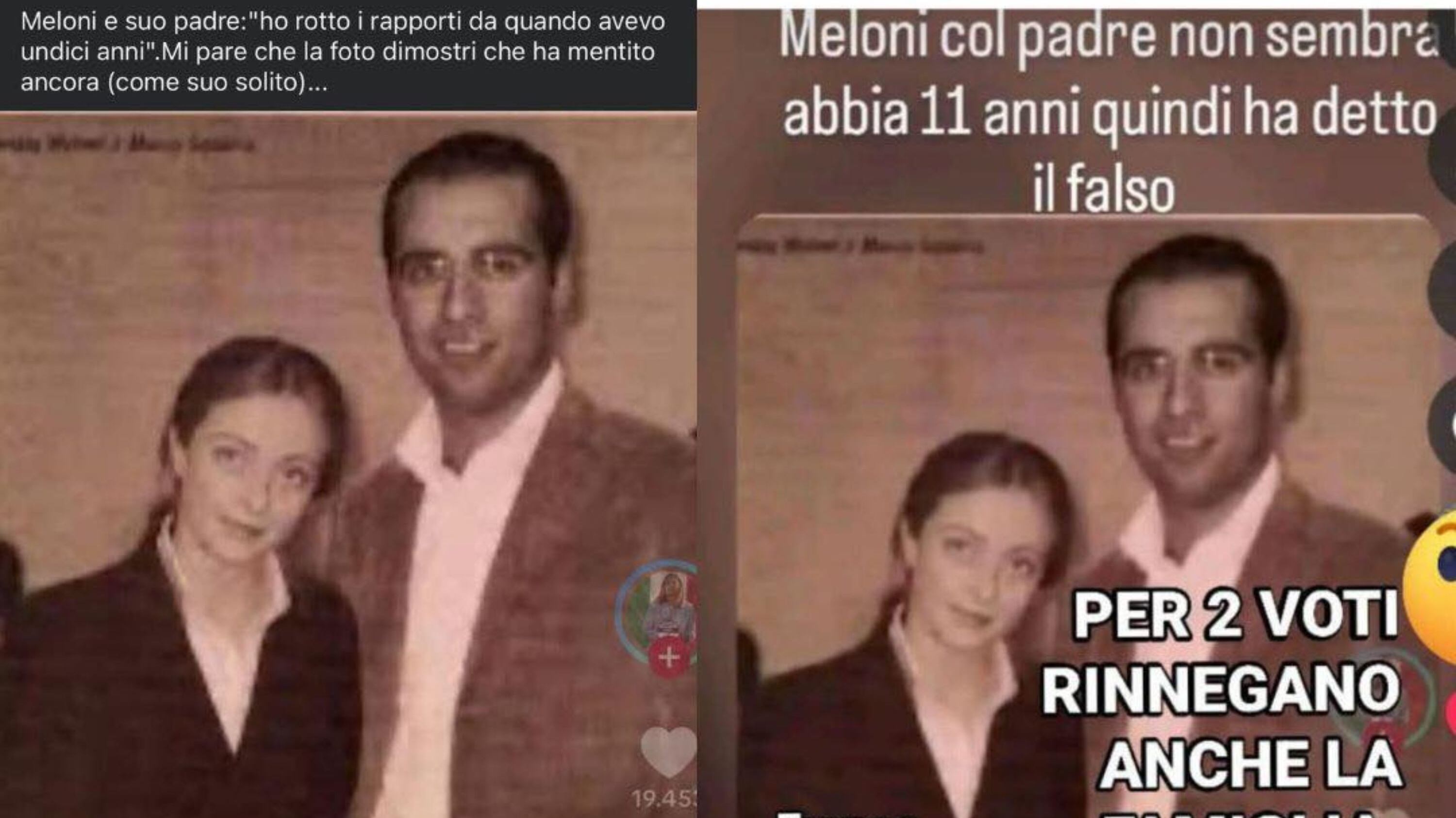 Foto virale di "Meloni col padre". Squarta: "Denuncio per fake". La premier: "Siamo al cabaret"