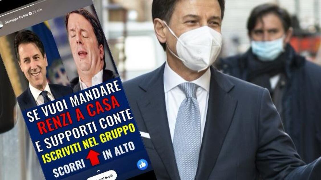 "Mandiamo Renzi a casa". Ma poi Conte cancella il post