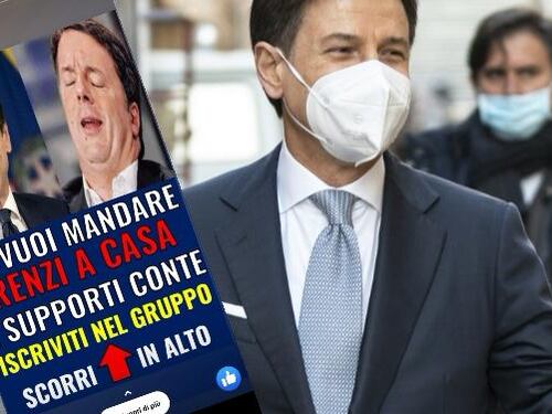 "Mandiamo Renzi a casa". Ma poi Conte cancella il post