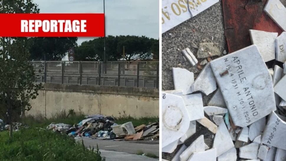 Quel cimitero abusivo di lapidi abbandonate in un'area verde di Ponticelli