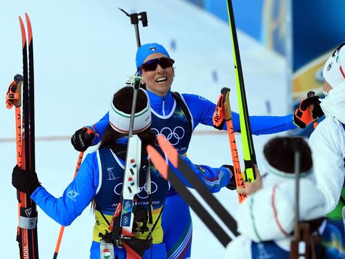 Olimpiadi, argento da applausi per gli Azzurri nella staffetta mista del biathlon